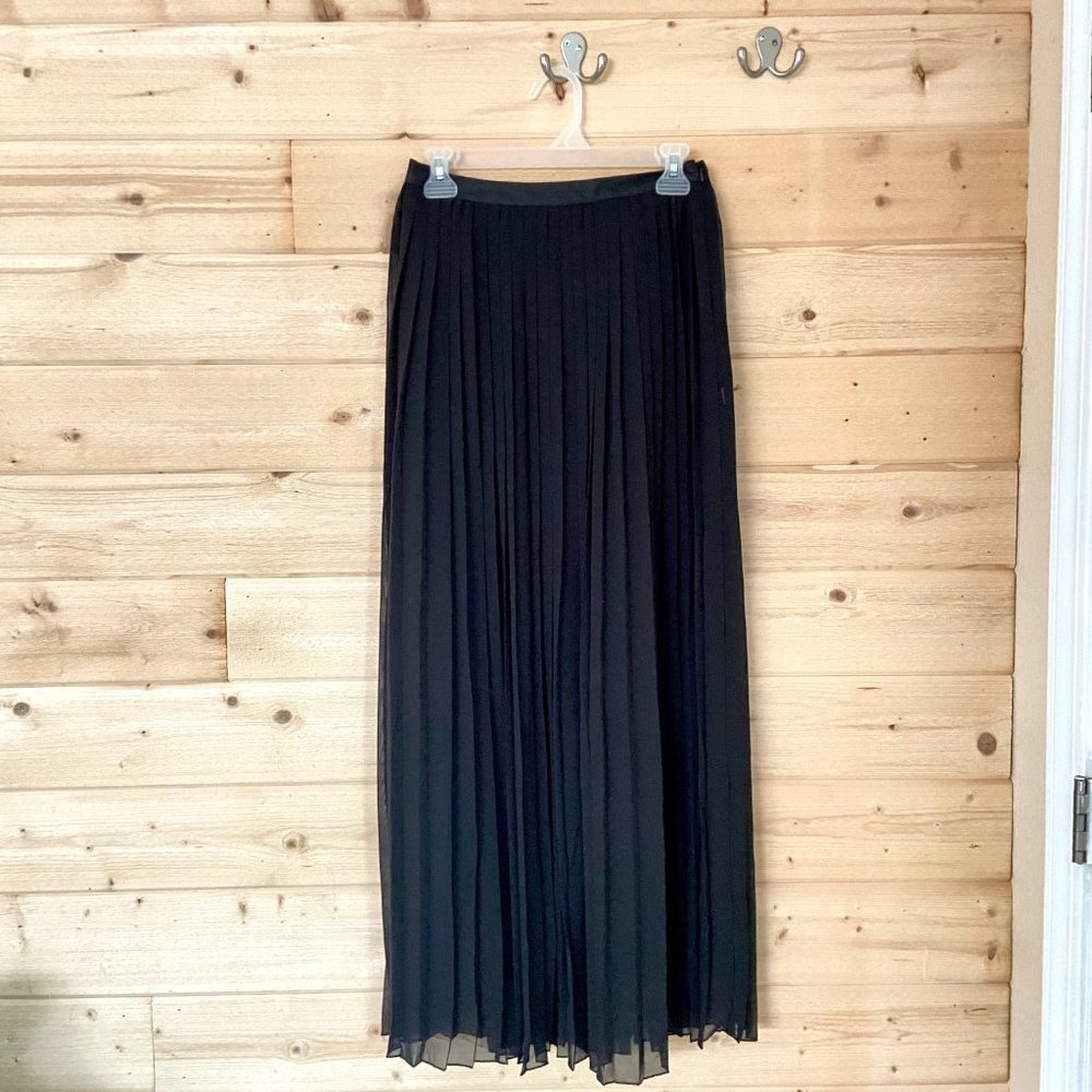 Et Cetera Pleated Chiffon Maxi Skirt in Black